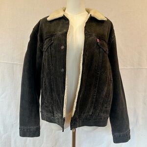 Levi's Premium Black Sherpa Lined Denim Jacket Men's Regular Size M
